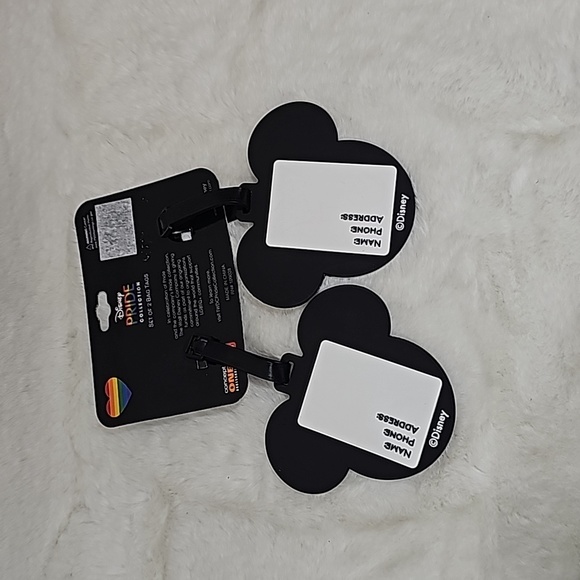 Disney Pride Collection Bag Tags Set of 2 Heavy Duty Rubber Black and Rainbow - Picture 4 of 5